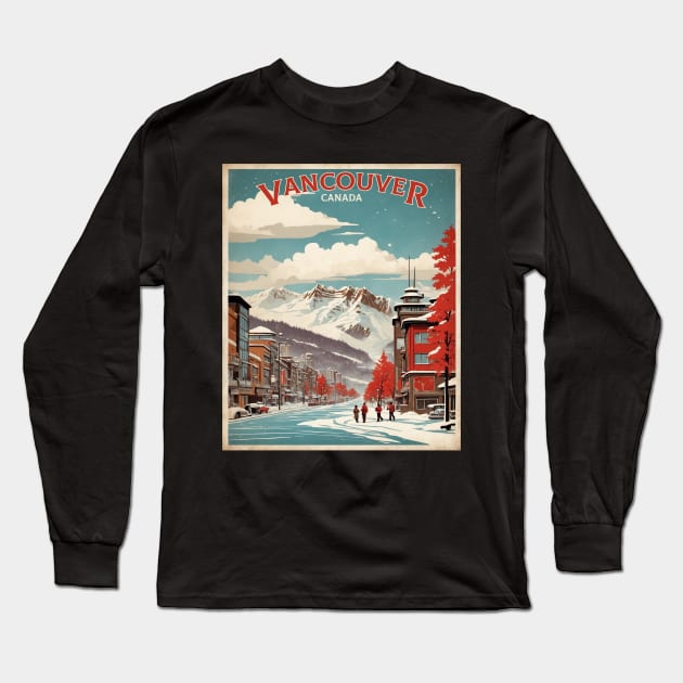 Vancouver Canada Vintage Poster Tourism Long Sleeve T-Shirt by TravelersGems